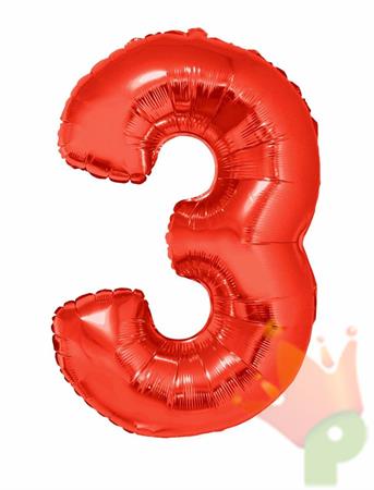 PALLONCINO 40INCH MYLAR NUMERO MAXI 3 ROSSO