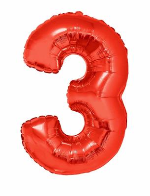 PALLONCINO 40INCH MYLAR NUMERO MAXI 3 ROSSO