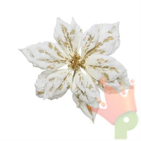 STELLA DI NATALE 5CM BIANCO/ORO