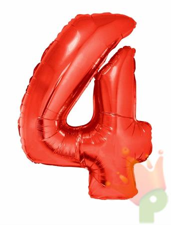 PALLONCINO 40INCH MYLAR NUMERO MAXI 4 ROSSO
