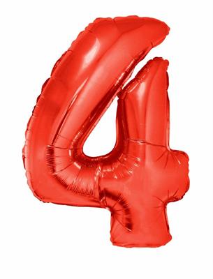 PALLONCINO 40INCH MYLAR NUMERO MAXI 4 ROSSO