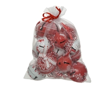 CAMPENELLE DA APPENDERE DECORATE BIANCO/ROSSO 6CM 14PZ