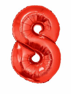 PALLONCINO 40INCH MYLAR NUMERO MAXI 8 ROSSO