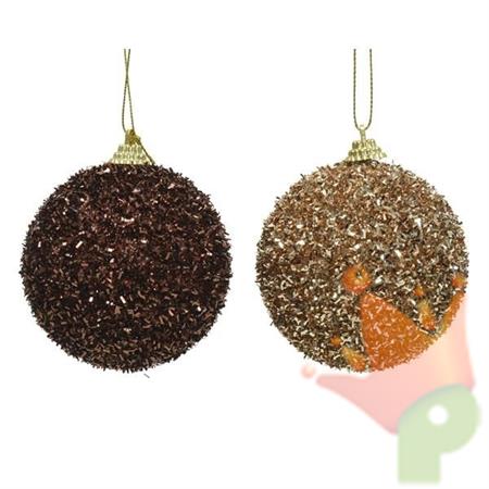 PALLINA PER ALBERO 8CM ORO/MARRONE GLITTER