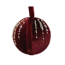 PALLINA PER ALBERO IN TESSUTO 8CM BORDEAUX CON GLITTER