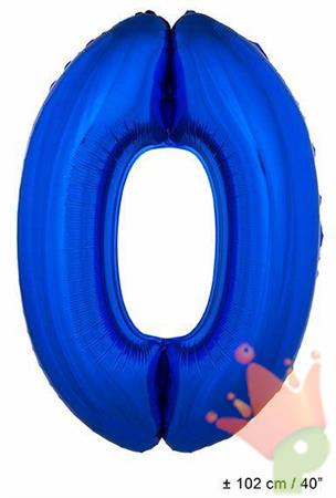 PALLONCINO 40INCH MYLAR NUMERO MAXI 0 BLU