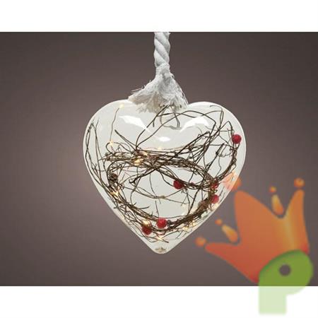 CUORE DA APPENDERE CON 15 LED LUCE BIANCO CALDO
