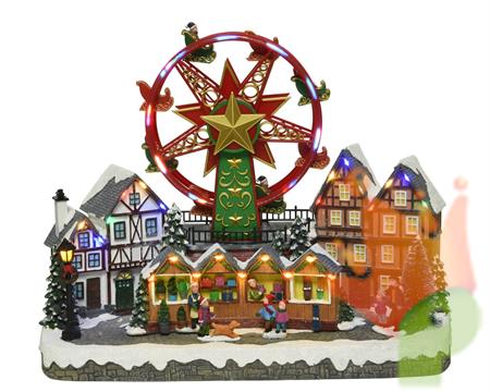 VILLAGGIO STRASSBOURG CON LUCI E MOVIMENTO E SUONI  40CM n:31