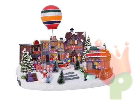 VILLAGGIO DI NATALE CON MONGOLFIERA E LUCI LED N63