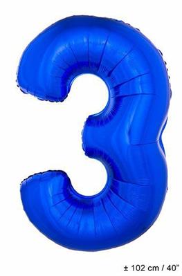 PALLONCINO 40INCH MYLAR NUMERO MAXI 3 BLU