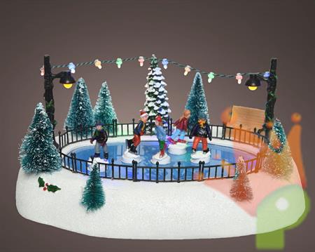 VILLAGGIO NATALIZIO CON PISTA GHIACCIO 27CM CON LUCI n:36