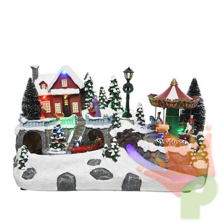 VILLAGGIO NATALIZIO 34CM CON LUCI LED MULTICOLOR N106