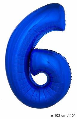 PALLONCINO 40INCH MYLAR NUMERO MAXI 6 BLU