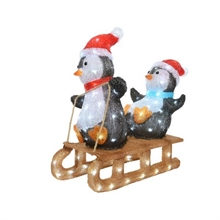 PINGUINI SU SLITTA LUMINOSA 56,5CM 110 LED BIANCO FREDDO