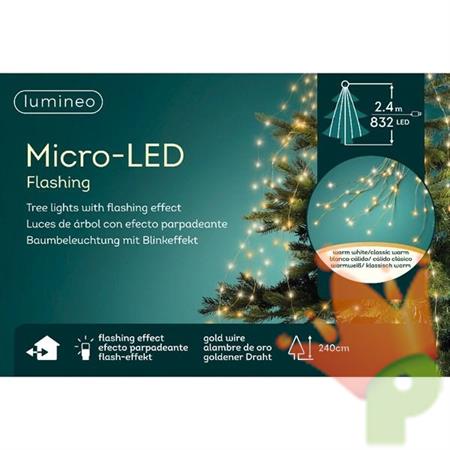 LUCI DI NATALE A FASCIO 832 MICROLED BIANCO CALDO/FREDDO