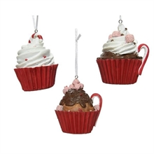 PENDENTI CUPCAKE 9CM BIANCO/ROSSO