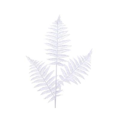 FOGLIA DI FELCE BIANCO CON GLITTER 25X80CM
