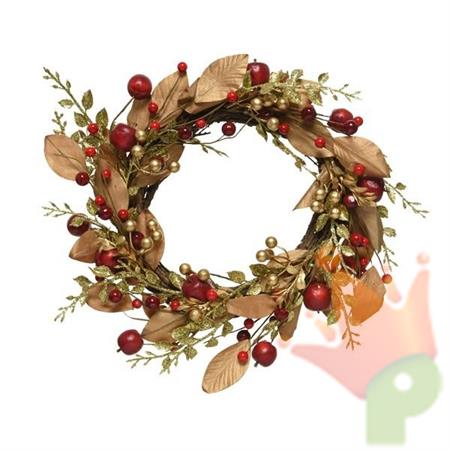 FUORI PORTA 40CM CON FOGLIE E BACCHE ROSSE