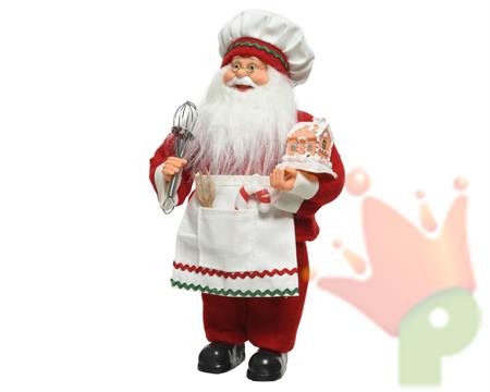 BABBO NATALE CUOCO 30CM ROSSO/BIANCO