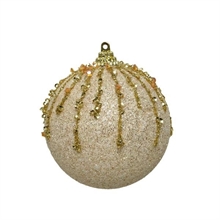 PALLINA PER ALBERO 8CM CHAMPAGNE CON DECORI ORO