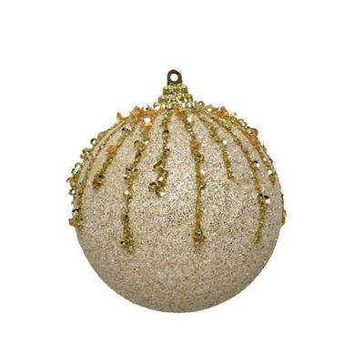 PALLINA PER ALBERO 8CM CHAMPAGNE CON DECORI ORO