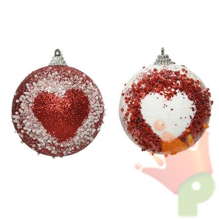 PALLINA PER ALBERO 8CM ROSSO CON CUORE
