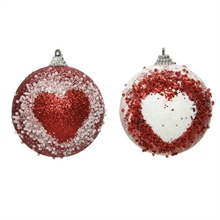 PALLINA PER ALBERO 8CM ROSSO CON CUORE