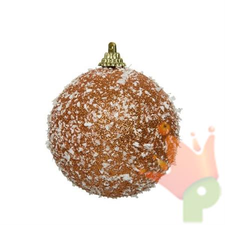PALLINA DI NATALE RAME INNEVATA 8 CM