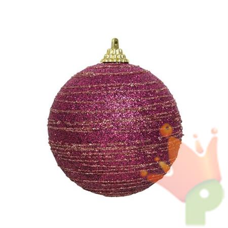 PALLINA DI NATALE FUCSIA GLITTERATA 8 CM