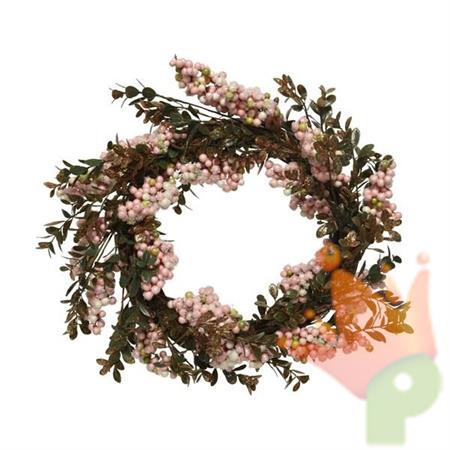 GHIRLANDA FUORIPORTA NATALIZIA 40 CM BACCHE ROSA