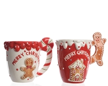 TAZZA IN PORCELLANA PAN DI ZENZERO ROSSO/BIANCO 12CM 2ASS