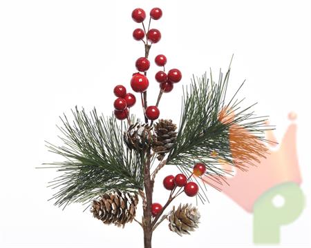 PICK RAMO 15X30CM CON BACCHE ROSSE