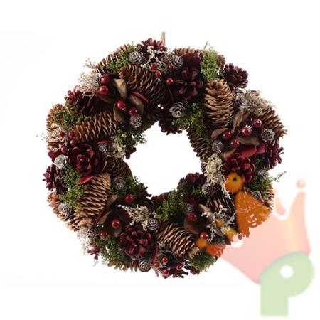 FUORI PORTA CON PIGNE 33CM ROSSO