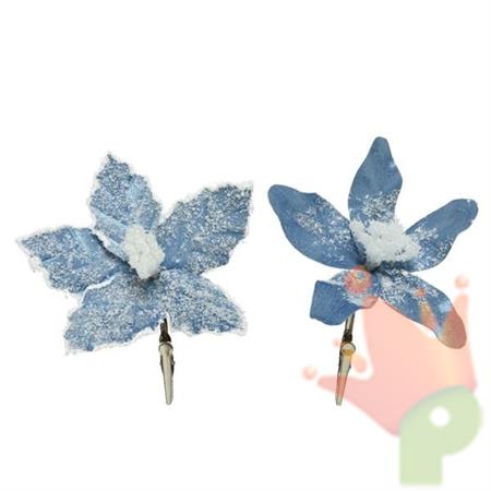 FIORE CON CLIP 13CM AZZURRO