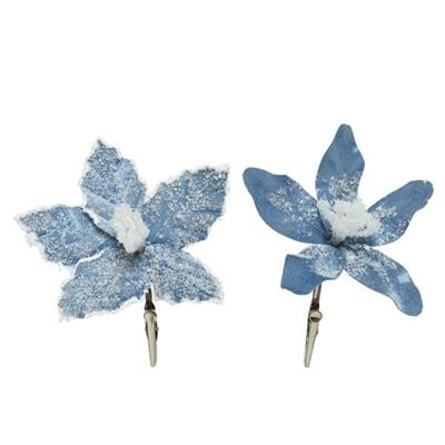 FIORE CON CLIP 13CM AZZURRO