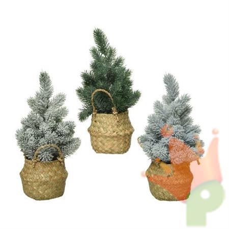 MINI ALBERO CON CESTINO VERDE/INNEVATO 28 CM