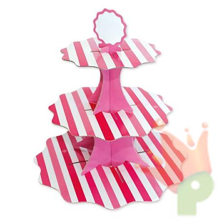 ALZATINA 3 PIANI 35-26-21X H.35CM STRIPES FUCSIA