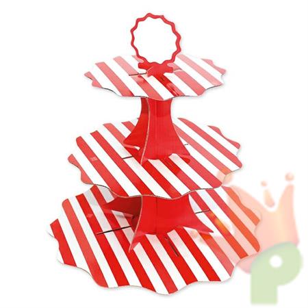 ALZATINA 3 PIANI 35-26-21X H.35CM STRIPES ROSSO