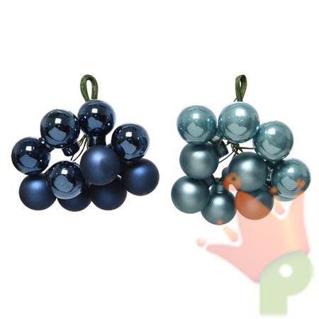PALLINE DI NATALE A GRAPPOLO BLU E CELESTE 10 PZ