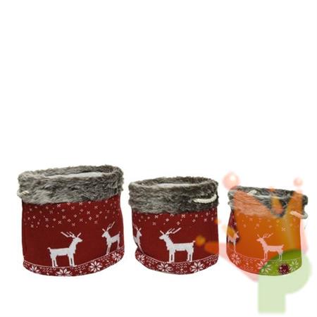 CESTINO ROTONDO 25X25CM ROSSO CON DECORI