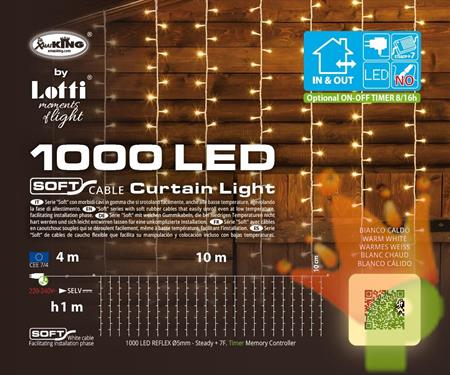 TENDA 10XH.1MT 1000 LED BIANCO CALDO 5MM TIMER MEMORY CONTROLLER
