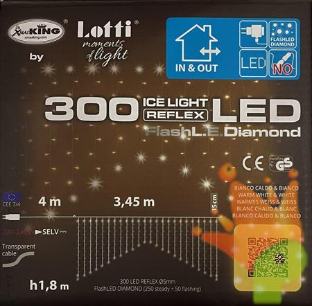 TENDA ICE LIGHT 345XH.180CM 300 LED 5MM BIANCO CALDO