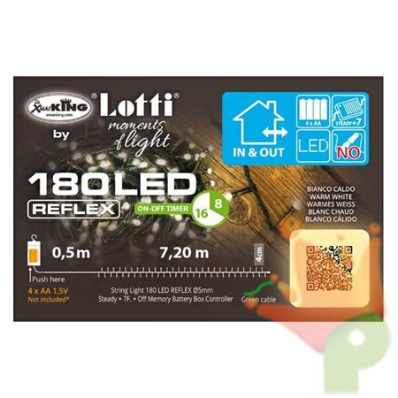 LUCI DI NATALE A BATTERIA 180 LED BIANCO CALDO