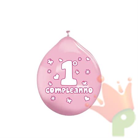 PALLONCINI 10INCH 26CM PRIMO COMPLEANNO ROSA 20PZ