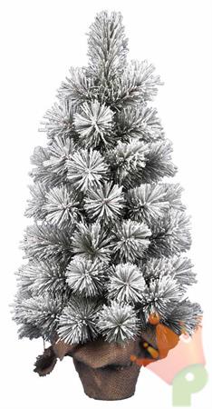 ALBERO 75CM PINO INNEVATO CON BASE JUTA