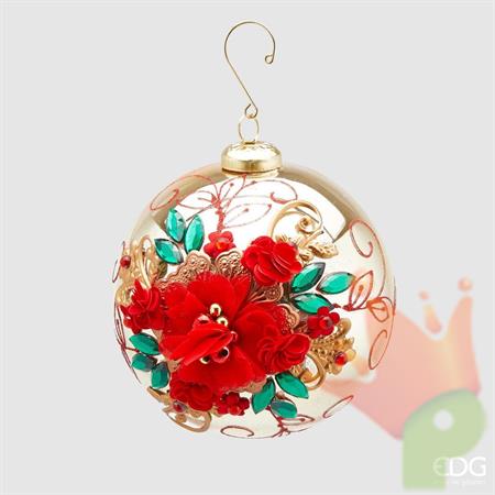 PALLINA DI NATALE VETRO ORO DECORATA 12 CM - EDG -