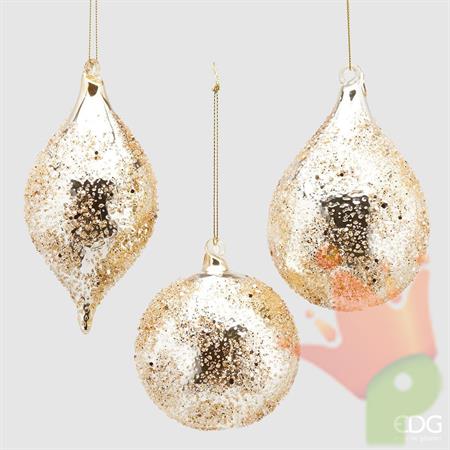 PALLINA DI NATALE VETRO ORO 3 ASSORTITE 10 CM - EDG -