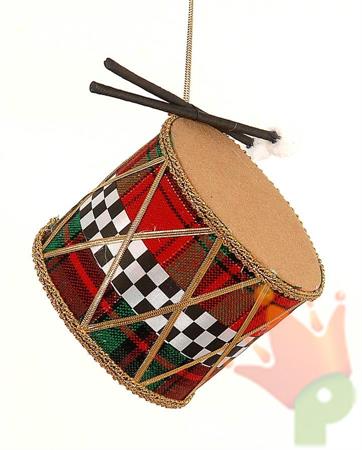 DECORAZIONE PENDENTE TAMBURO NERO/BIANCO/ROSSO 10CM