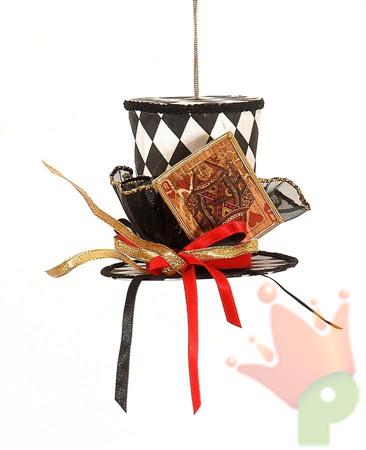DECORAZIONE PENDENTE CAPPELLO REGINA DI CUORI 11CM