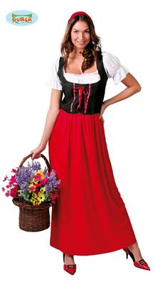 COSTUME LOCANDIERA CONTADINA ROSSA TAGLIA  L 48 50